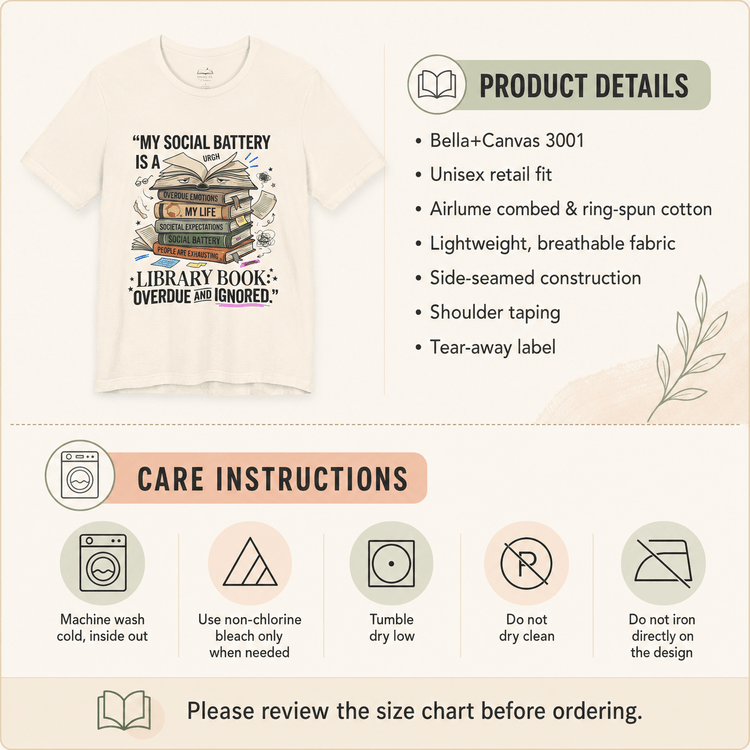 My Social Battery Is a Library Book Graphic Tee - Dogear Dreams