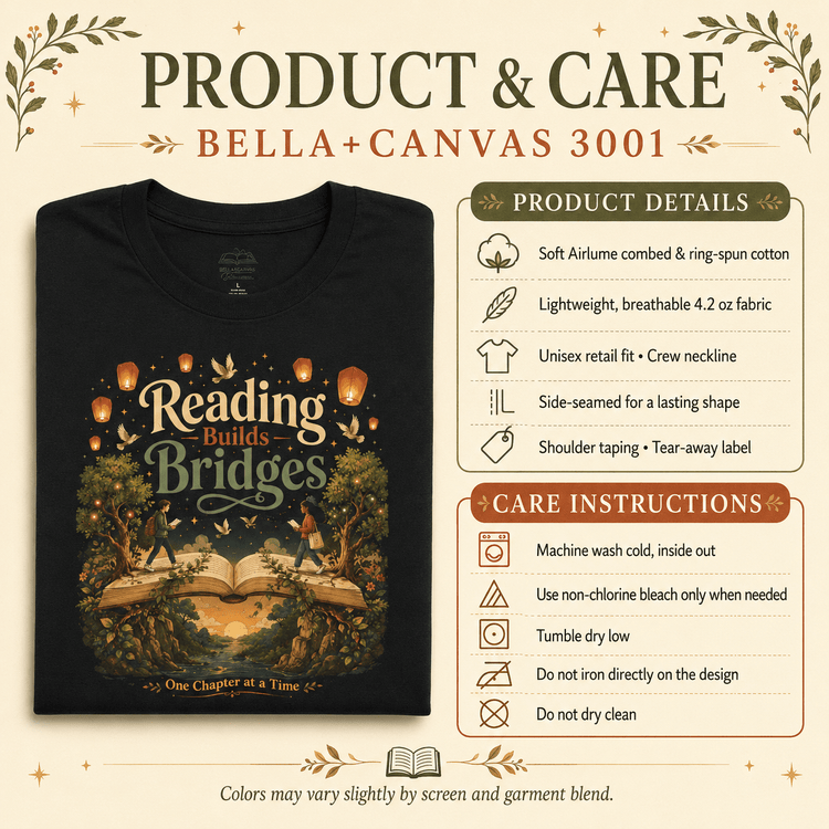 Reading Builds Bridges Book Lover T-Shirt - Dogear Dreams