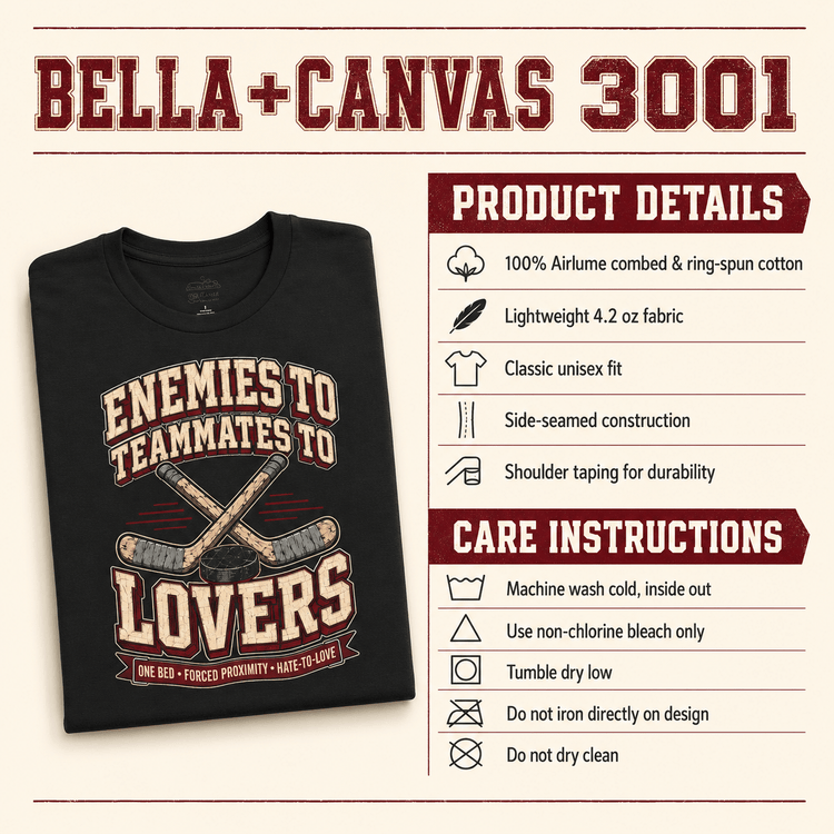 Enemies to Teammates to Lovers Hockey Romance Graphic Tee - Dogear Dreams