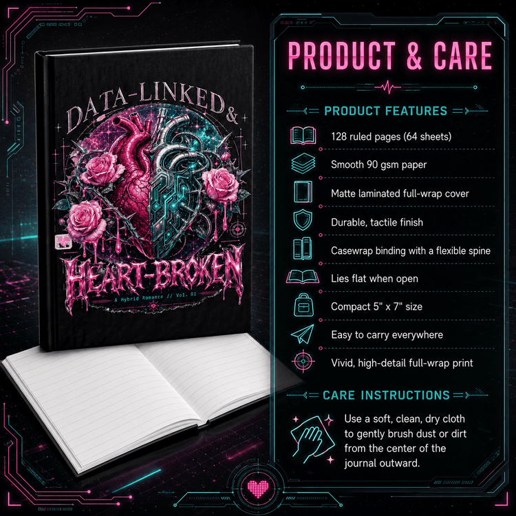 Copy of Data-Linked & Heart-Broken Hardcover Journal – Cyber Romance Ruled Notebook - Dogear Dreams