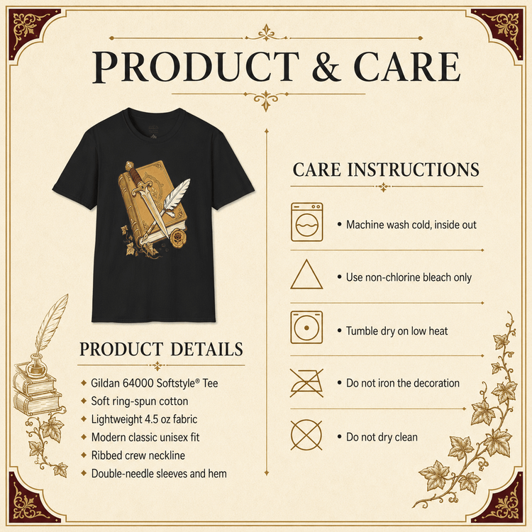 Dark Academia Dagger & Book T-Shirt | Morally Grey Romantasy Graphic Tee - Dogear Dreams