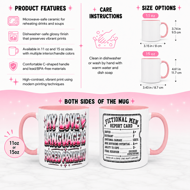 My Love Language Is Forced Proximity Mug – Funny Romantasy Coffee Mug for Book Lovers - Dogear Dreams