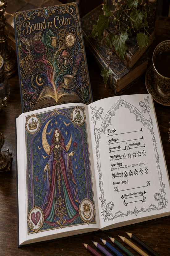 Bound in Color — A Reading Tracker & Coloring Book for Book Lovers - Dogear Dreams