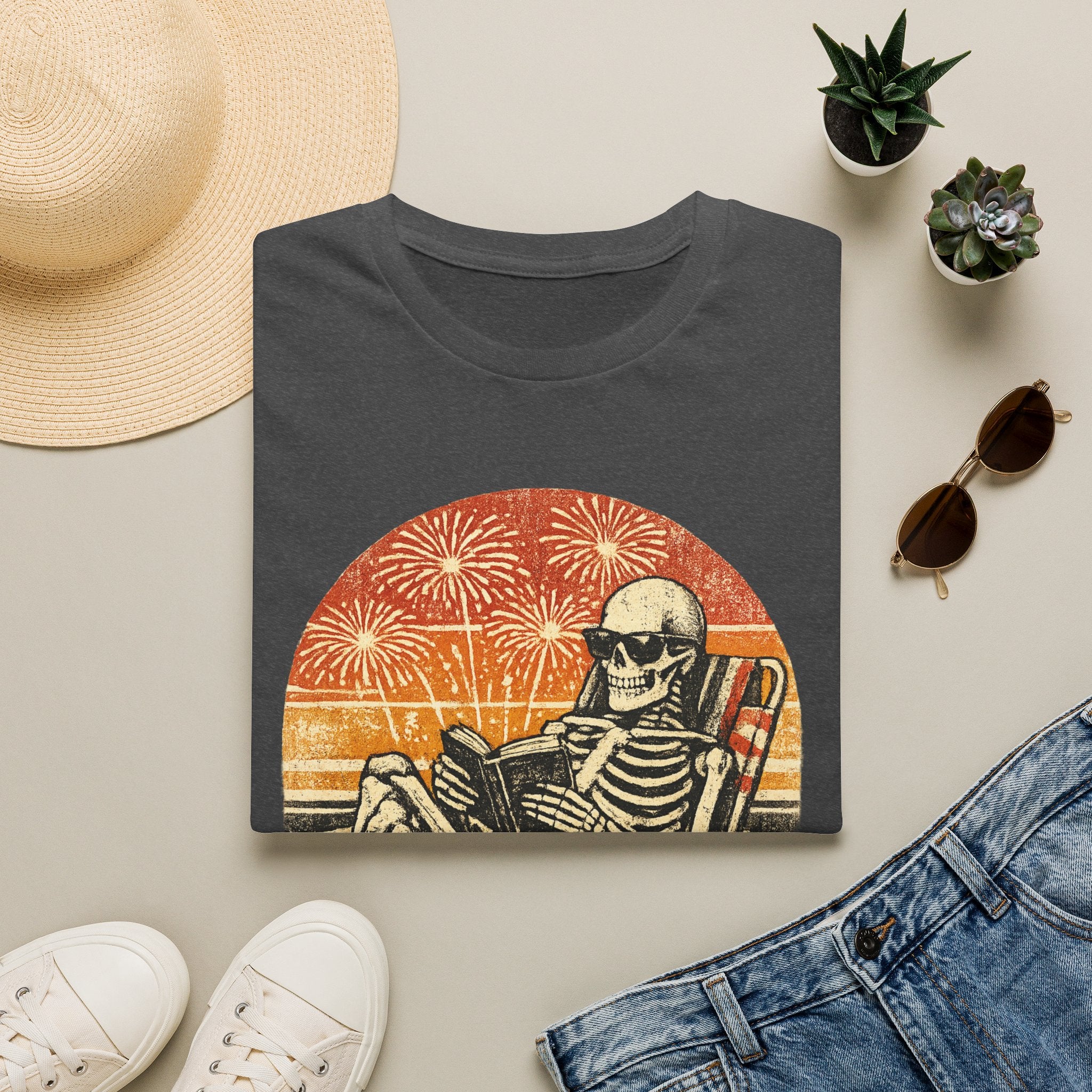 Booked All Weekend Skeleton Reader Shirt | Vintage Gothic 4th of July Tee | Patriotic Book Lover Skeleton T-Shirt