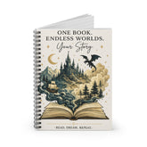One Book. Endless Worlds. Your Story. | Original Fantasy Spiral Notebook - Dogear Dreams