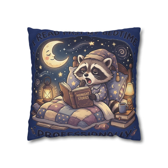 I Read Past My Bedtime Professionally – Cute Raccoon Book Lover Throw Pillow