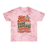 A Clay tie-dye t-shirt with a retro-style graphic that reads &
