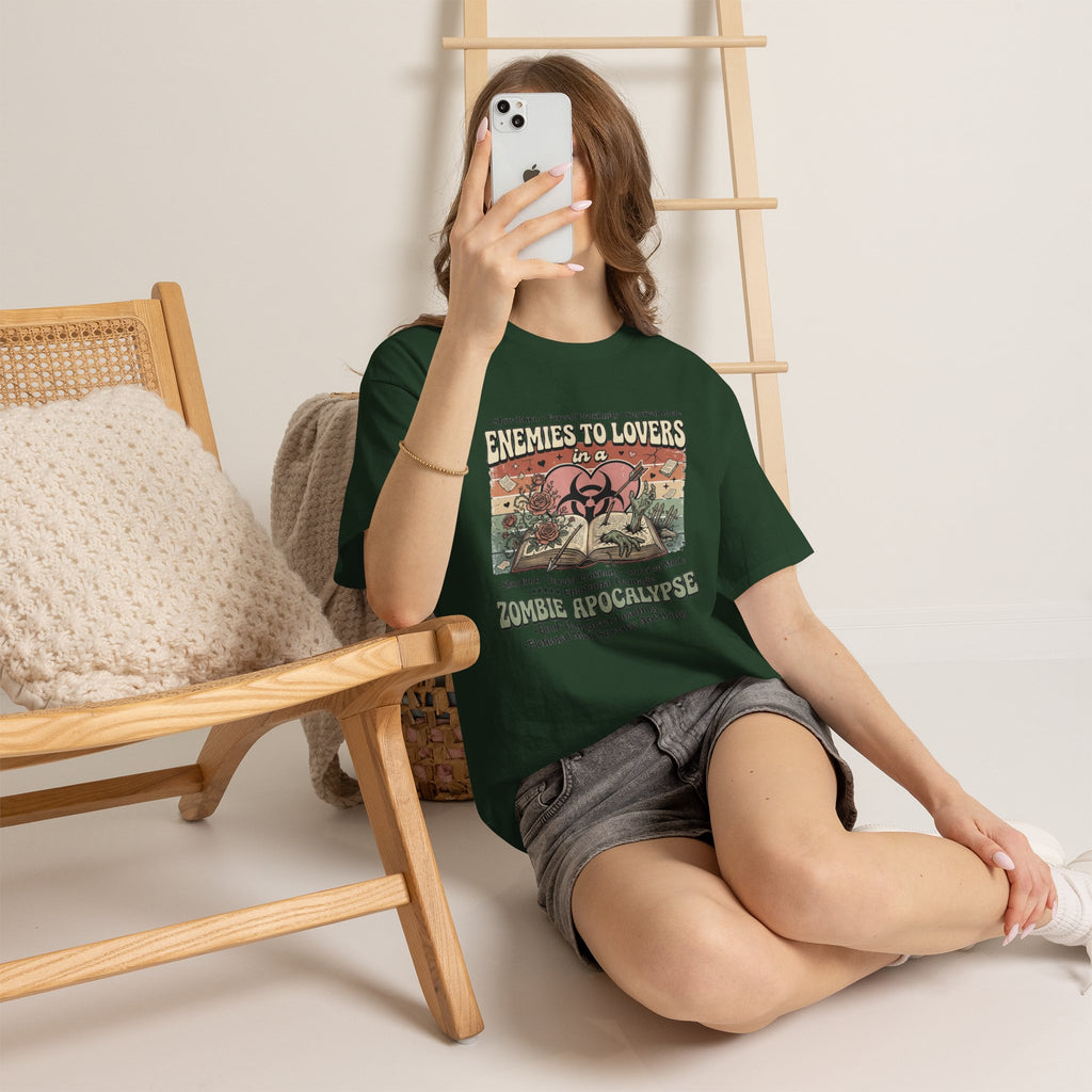 Zombie Apocalypse Survival T-Shirt — "Enemies to Lovers in a Zombie Apocalypse" Retro Tee