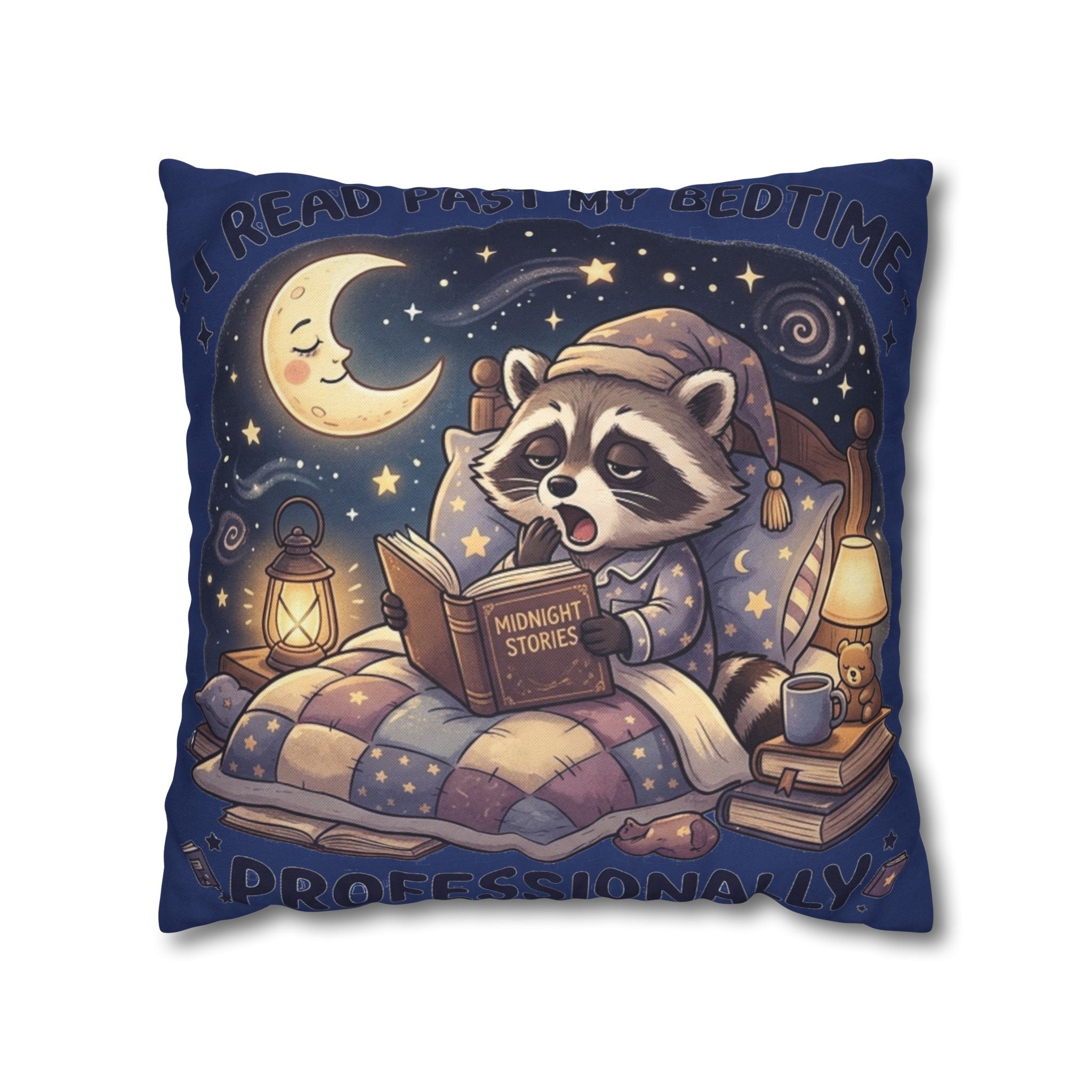 I Read Past My Bedtime Professionally – Cute Raccoon Book Lover Throw Pillow