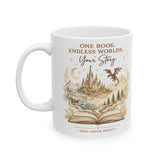 Fantasy Book Lover Mug | One Book Endless Worlds Coffee Mug for Readers - Dogear Dreams
