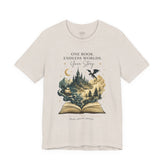 One Book. Endless Worlds | Original Fantasy Book Lover Graphic Tee | Fantasy Reader Shirt | Dragon Book Tee | Literary Gift - Dogear Dreams