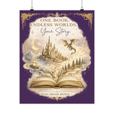 ✨ One Book. Endless Worlds. Your Story. | Fantasy Luxe Matte Poster - Dogear Dreams