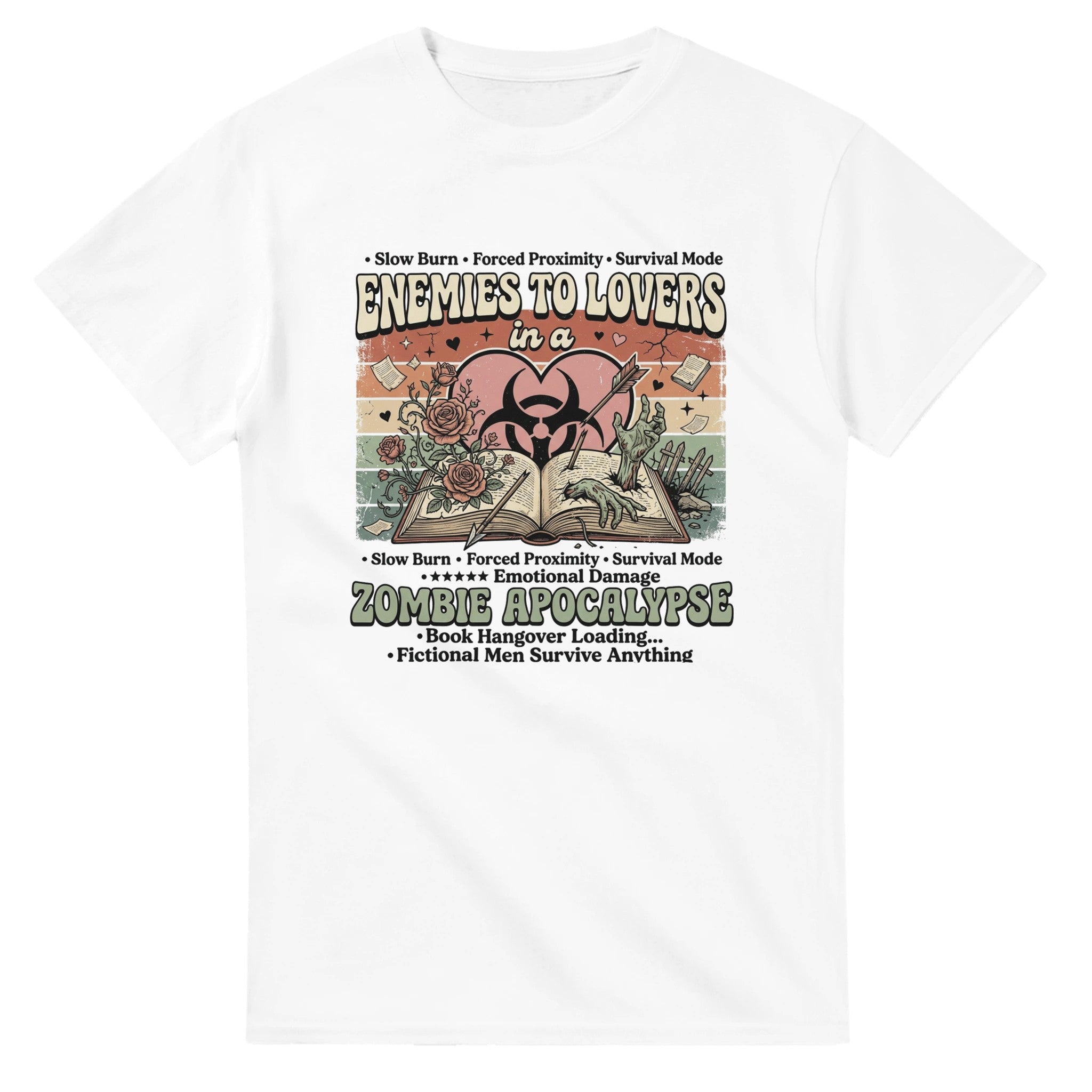 BookTok Graphic T-Shirt | Romance Reader Tee | Book Lover Apparel | Enemies to Lovers Shirt | Zombie Apocalypse Bookish Tee - Dogear Dreams