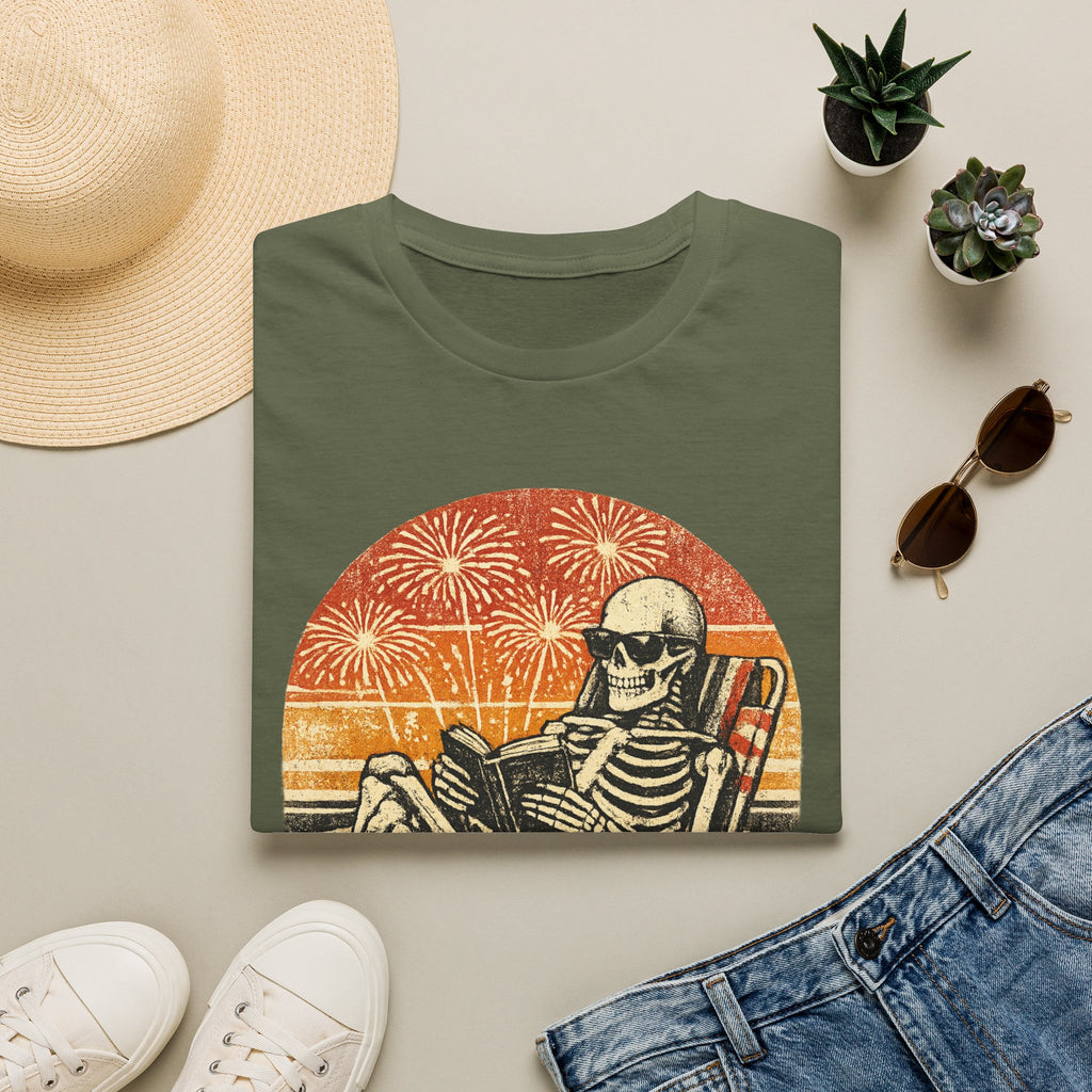 Booked All Weekend Skeleton Reader Shirt | Vintage Gothic 4th of July Tee | Patriotic Book Lover Skeleton T-Shirt