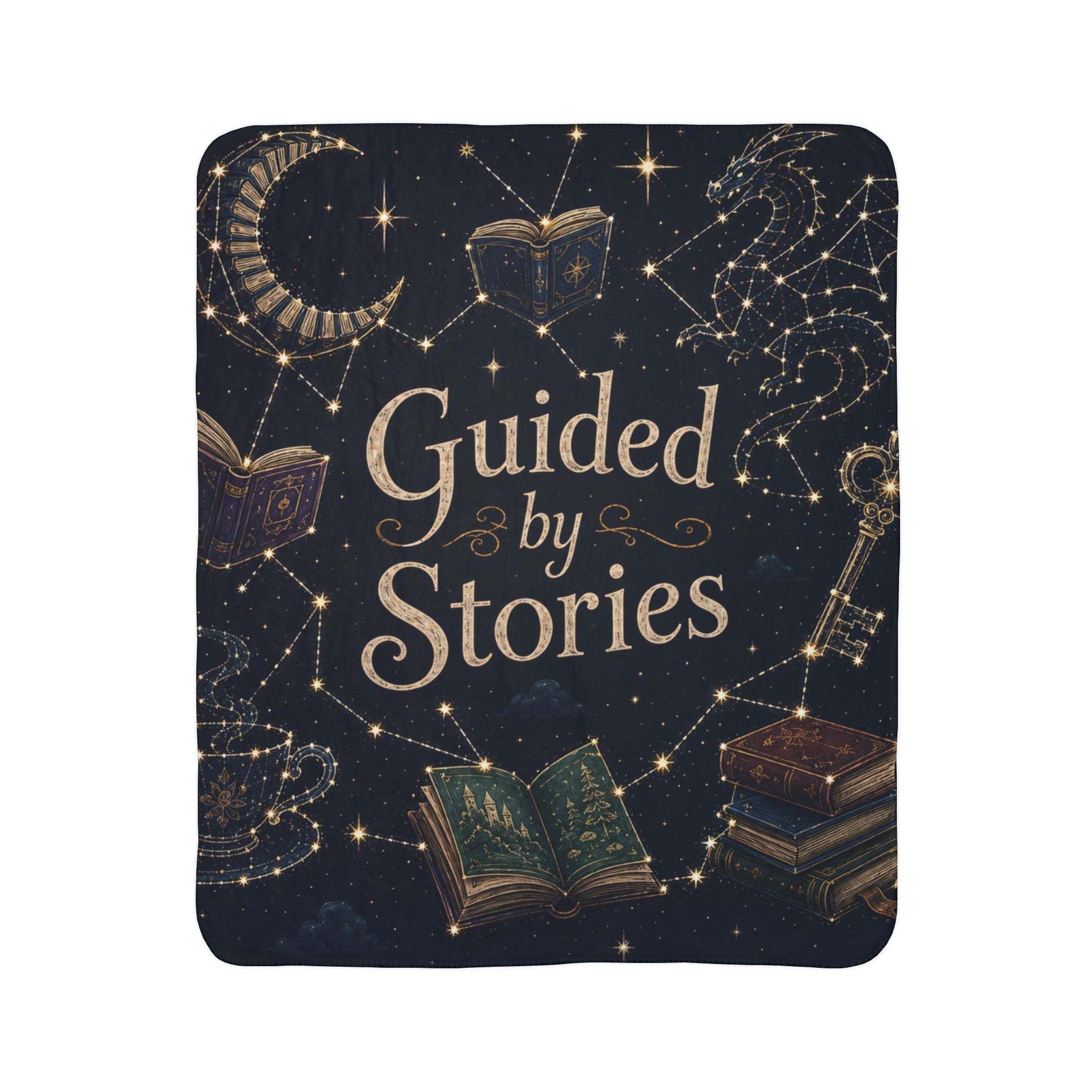 Fleece Sherpa Blanket — "Guided by Stories" Cozy Reading Throw -