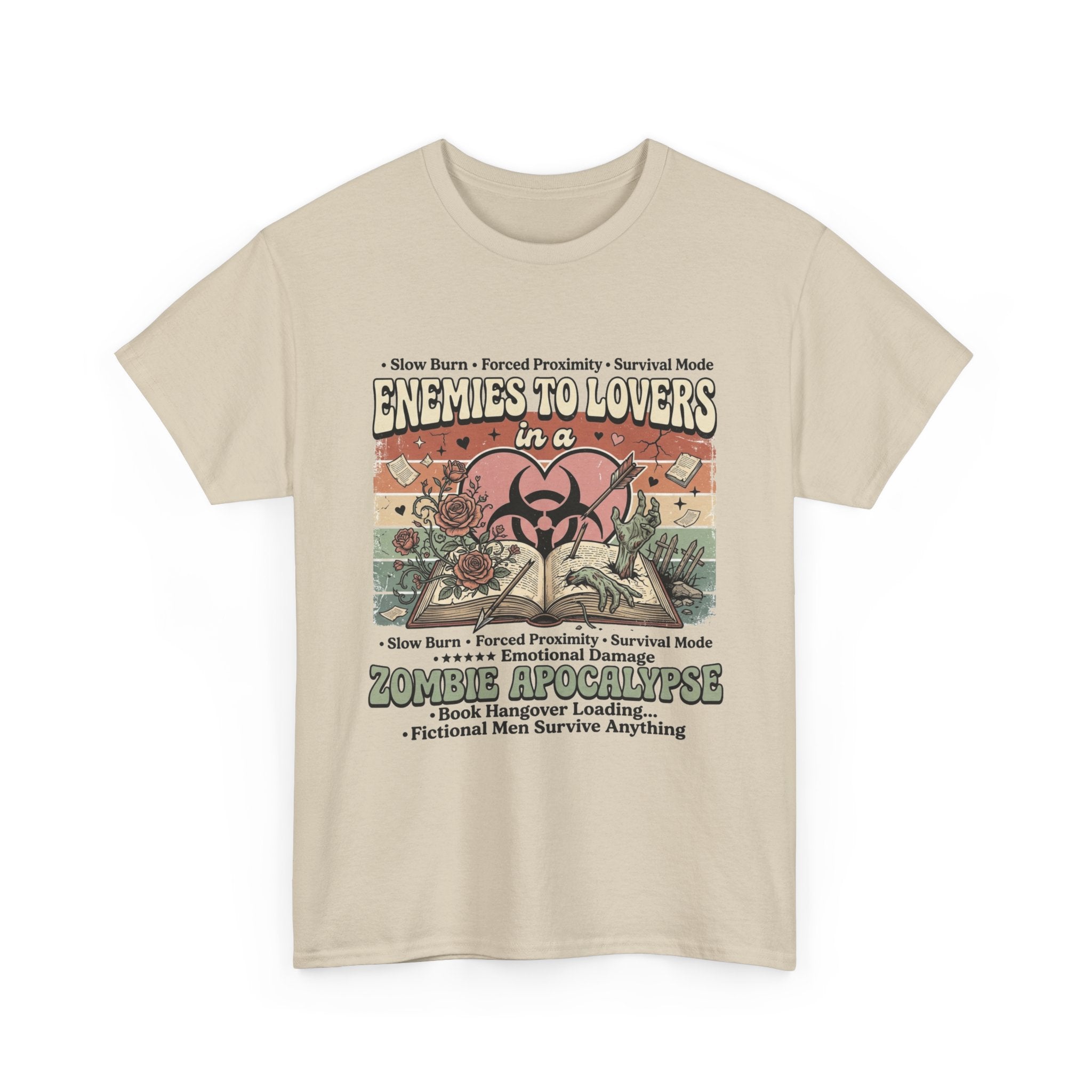 Zombie Apocalypse Survival T-Shirt — "Enemies to Lovers in a Zombie Apocalypse" Retro Tee