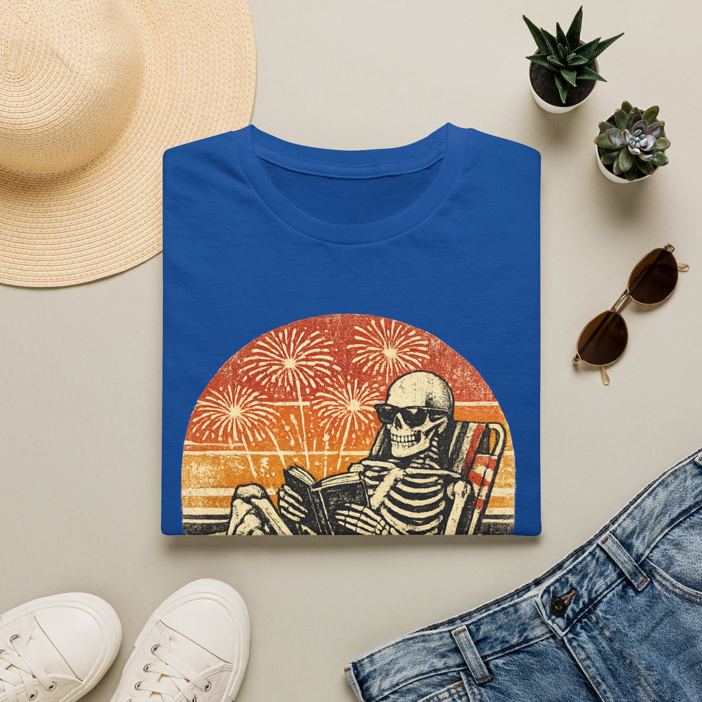 Booked All Weekend Skeleton Reader Shirt | Vintage Gothic 4th of July Tee | Patriotic Book Lover Skeleton T-Shirt