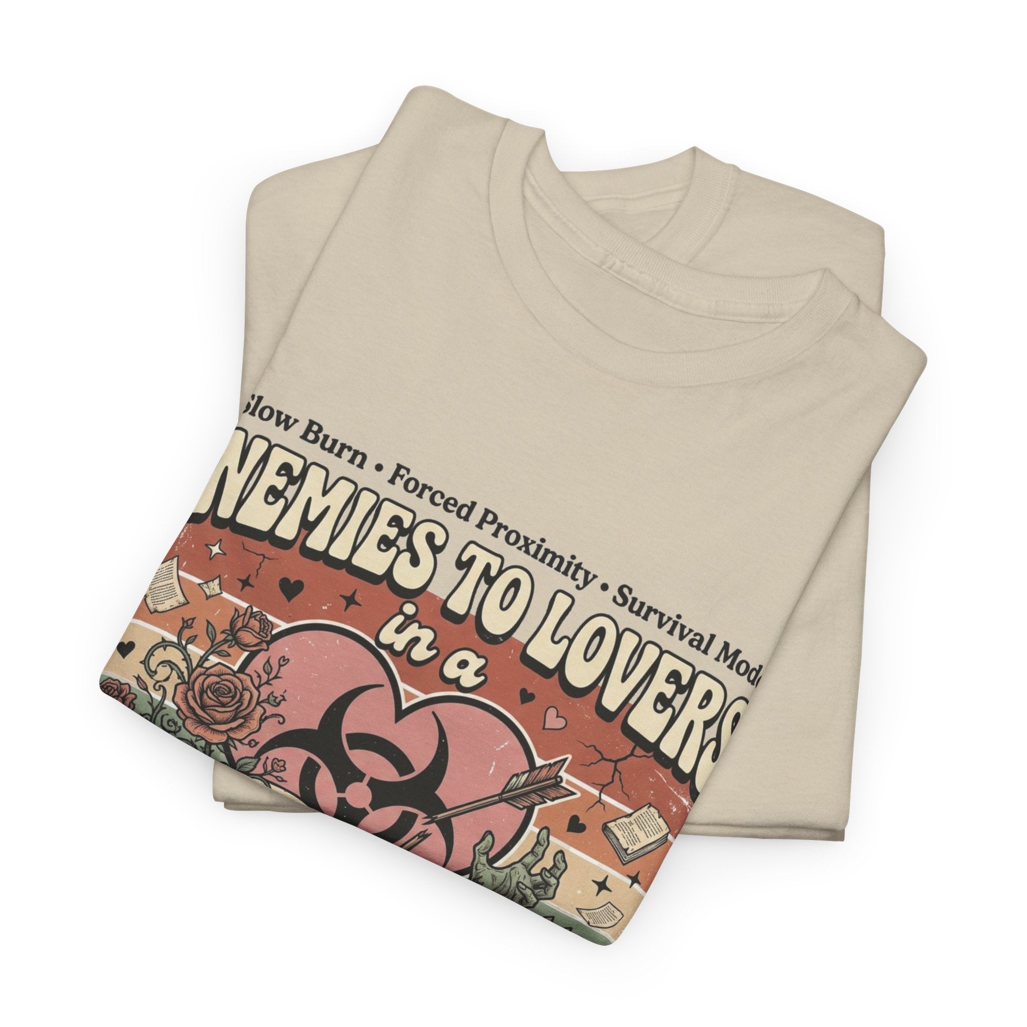Zombie Apocalypse Survival T-Shirt — "Enemies to Lovers in a Zombie Apocalypse" Retro Tee