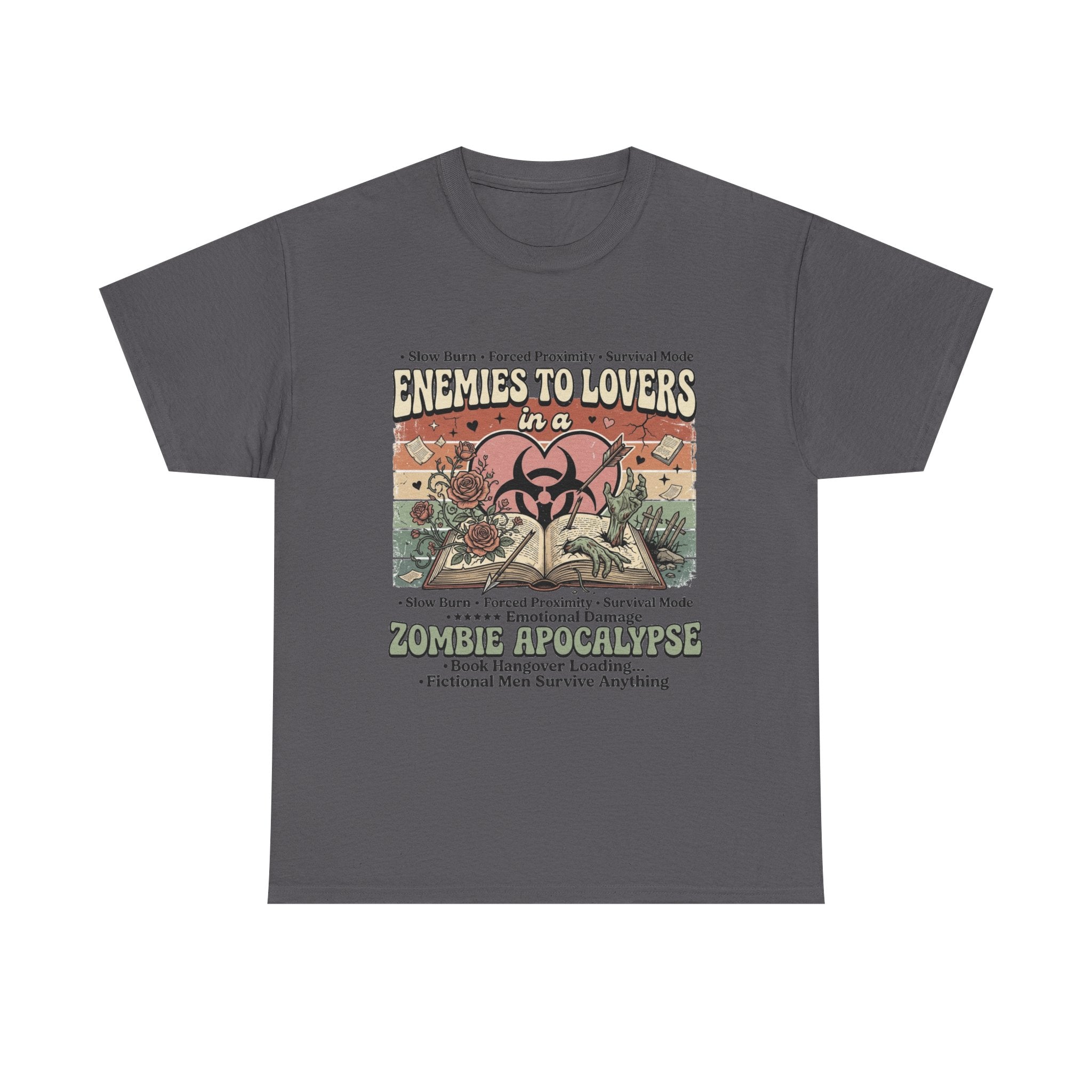 Zombie Apocalypse Survival T-Shirt — "Enemies to Lovers in a Zombie Apocalypse" Retro Tee