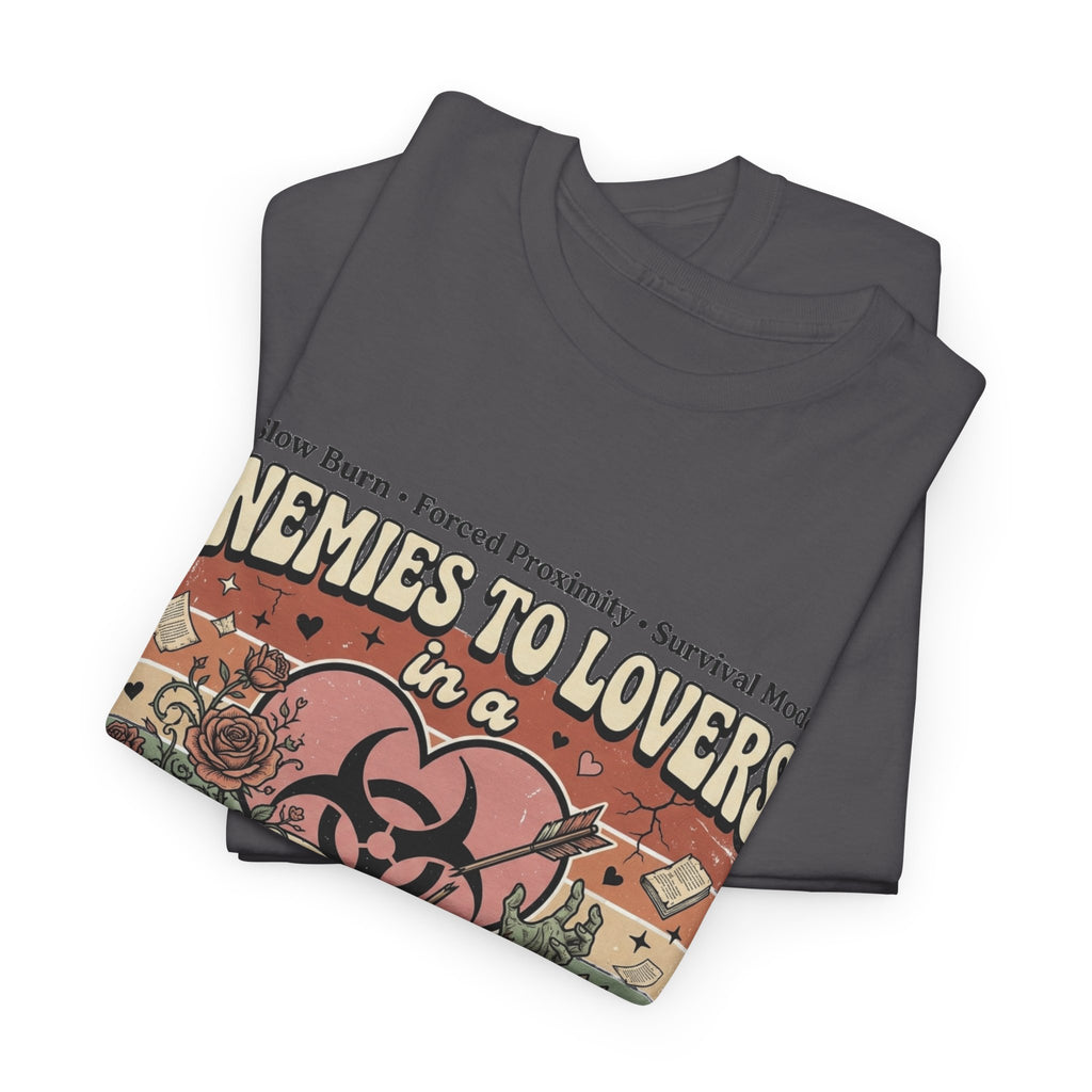 Zombie Apocalypse Survival T-Shirt — "Enemies to Lovers in a Zombie Apocalypse" Retro Tee