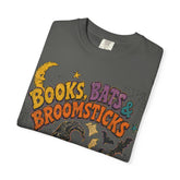 Books Bats & Broomsticks Halloween Tee - Retro 90s Witchy Vintage Bookish Shirt - Dogear Dreams