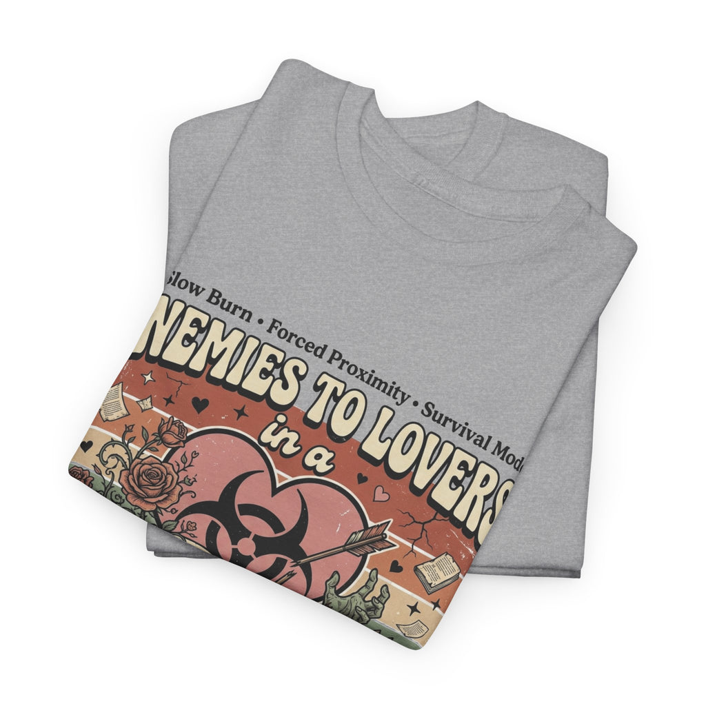 Zombie Apocalypse Survival T-Shirt — "Enemies to Lovers in a Zombie Apocalypse" Retro Tee