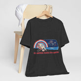 Charcoal t-shirt with graphic design on a white background