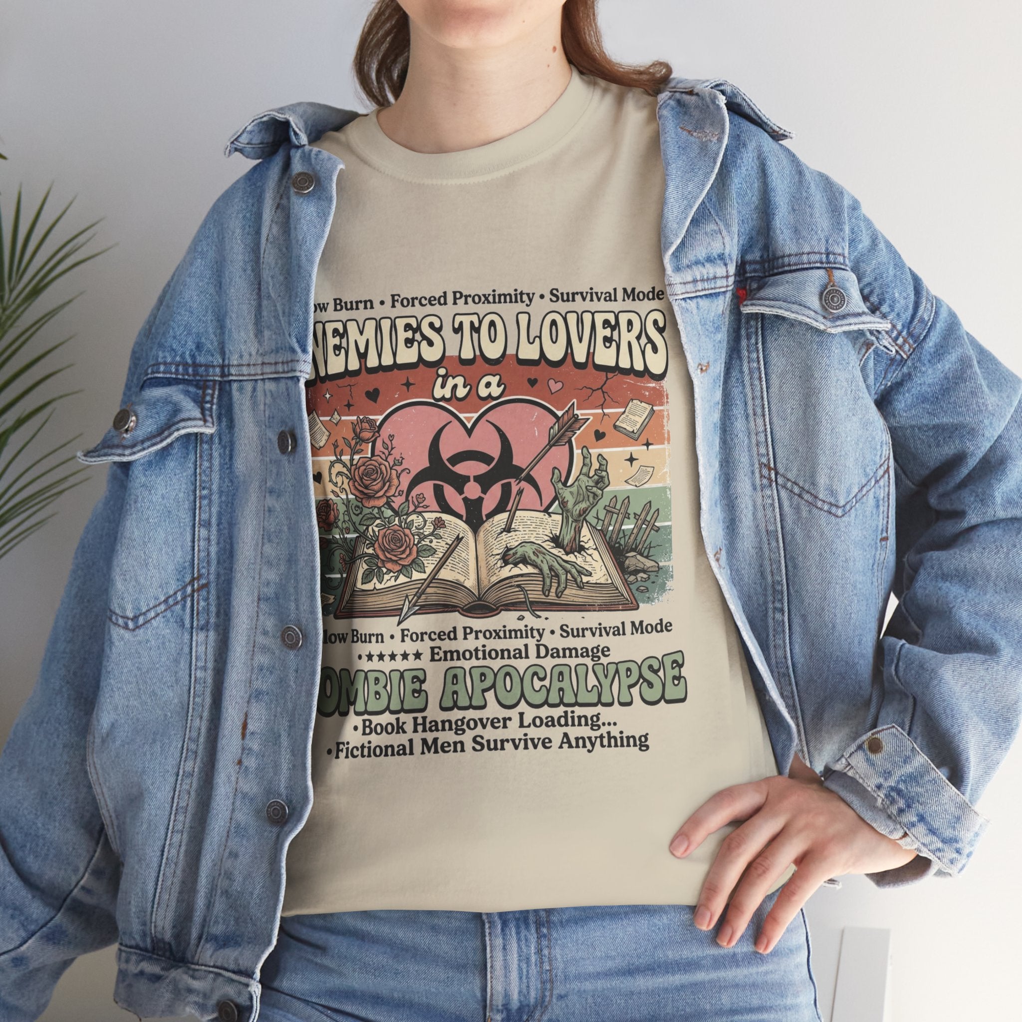Zombie Apocalypse Survival T-Shirt — "Enemies to Lovers in a Zombie Apocalypse" Retro Tee