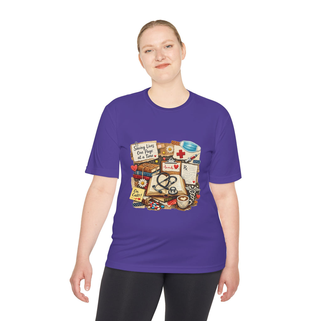 Saving Lives One Page at a Time Shirt, Nurse Book Lover Tee, Medical Reader Gift, RN Bookworm T-Shirt, Healthcare Worker Reading Shirt, Moisture-Wicking Shirt - Designity