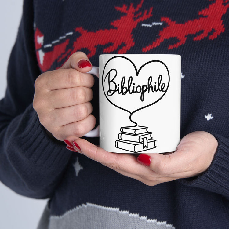 Bibliophile Heart & Books Line Art Mug — Book Lover Gift - Dogear Dreams