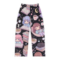 Kawaii Reading Night Pajama Pants — Women's Cozy Anime Lounge Sleepwear