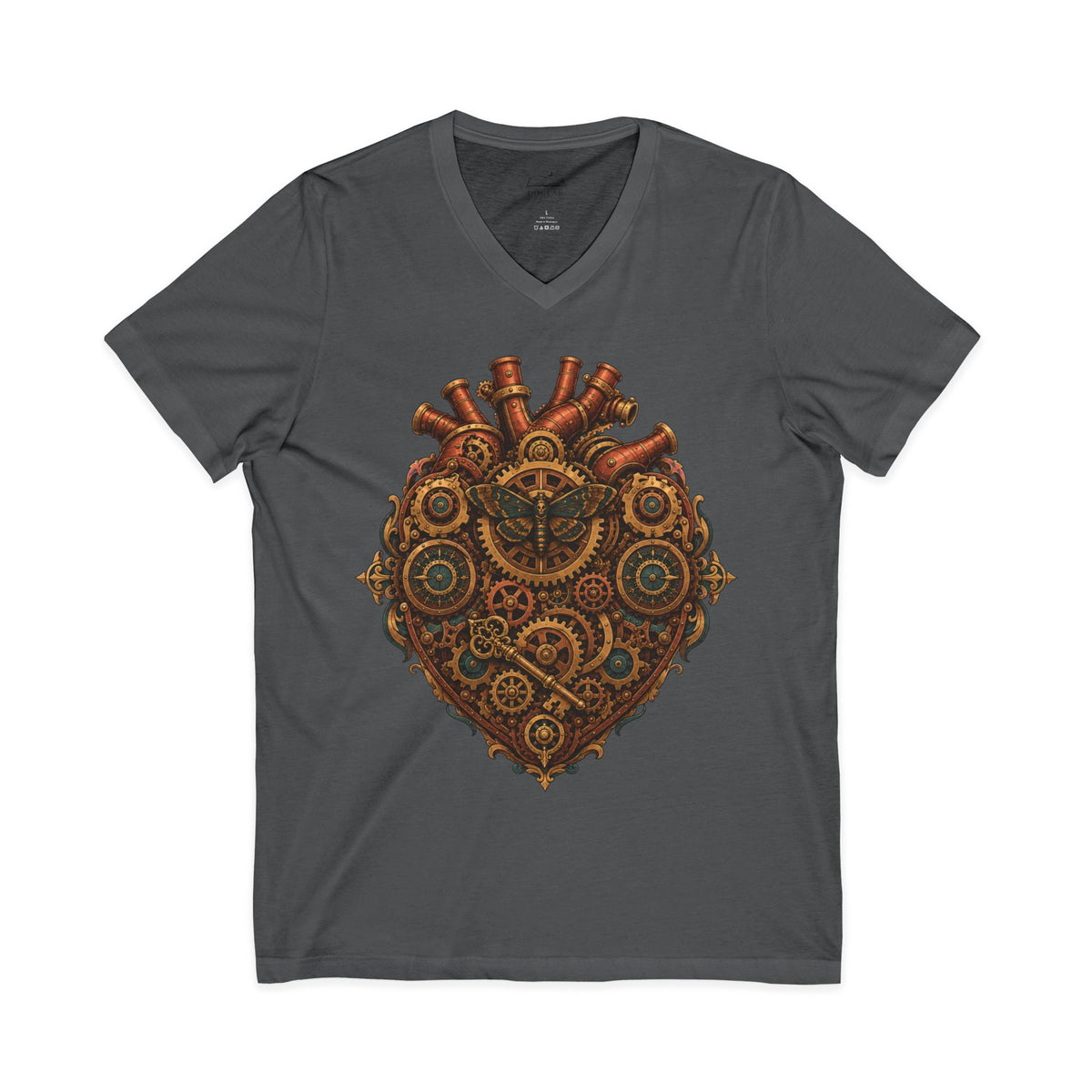 Clockwork Heart Steampunk V-Neck Graphic Tee - Dogear Dreams