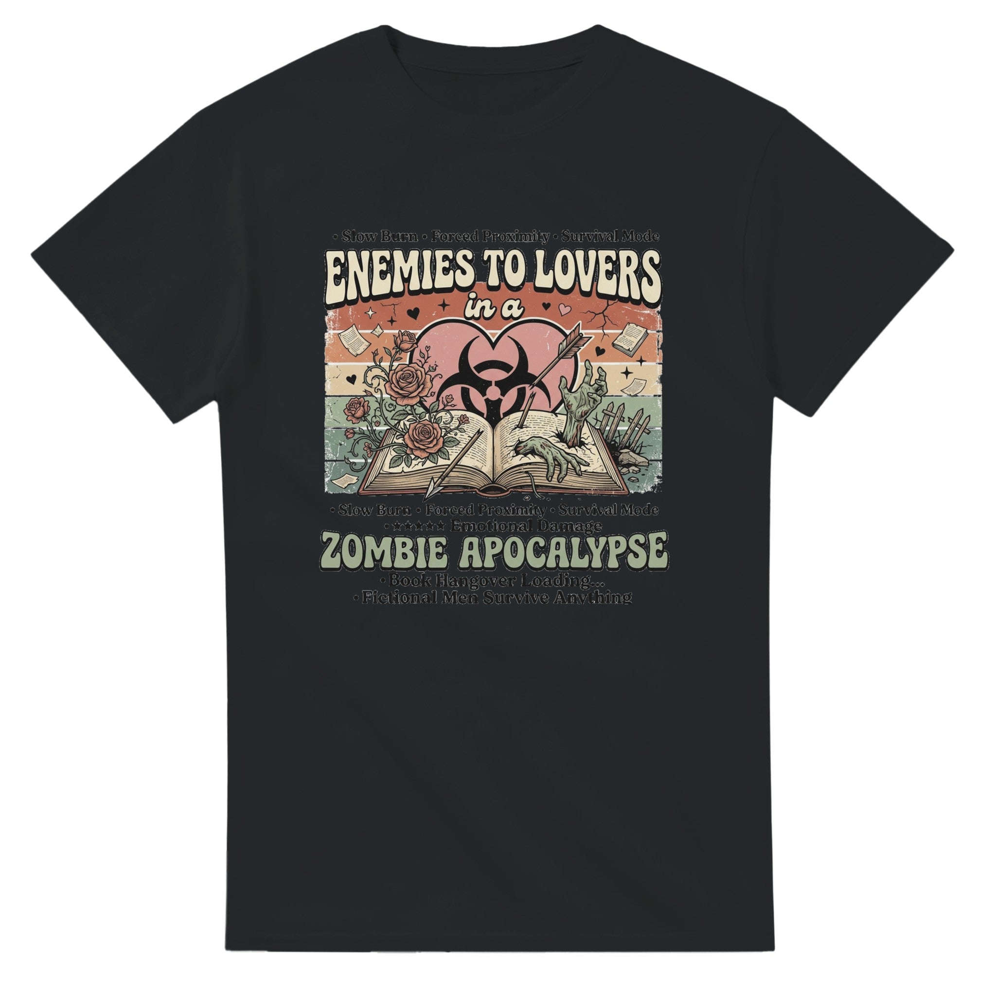 BookTok Graphic T-Shirt | Romance Reader Tee | Book Lover Apparel | Enemies to Lovers Shirt | Zombie Apocalypse Bookish Tee - Dogear Dreams