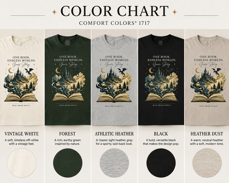 One Book. Endless Worlds | Original Fantasy Book Lover Graphic Tee | Fantasy Reader Shirt | Dragon Book Tee | Literary Gift - Dogear Dreams