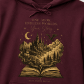 Dark Academia Fantasy Hoodie | One Book Endless Worlds Book Lover Sweatshirt - Dogear Dreams