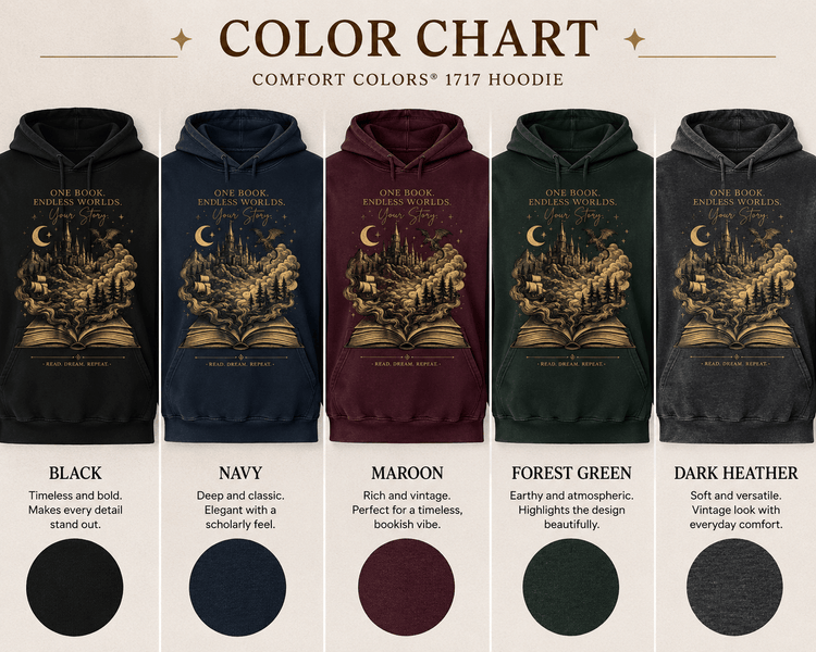 Dark Academia Fantasy Hoodie | One Book Endless Worlds Book Lover Sweatshirt - Dogear Dreams