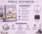 Kawaii Fantasy Book Lover Spiral Notebook | One Book Endless Worlds Spiral Notebook for Book Lovers - Dogear Dreams