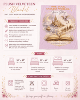 Velveteen Plush Blanket — "One Book, Endless Worlds" Fantasy Reading Throw - Dogear Dreams