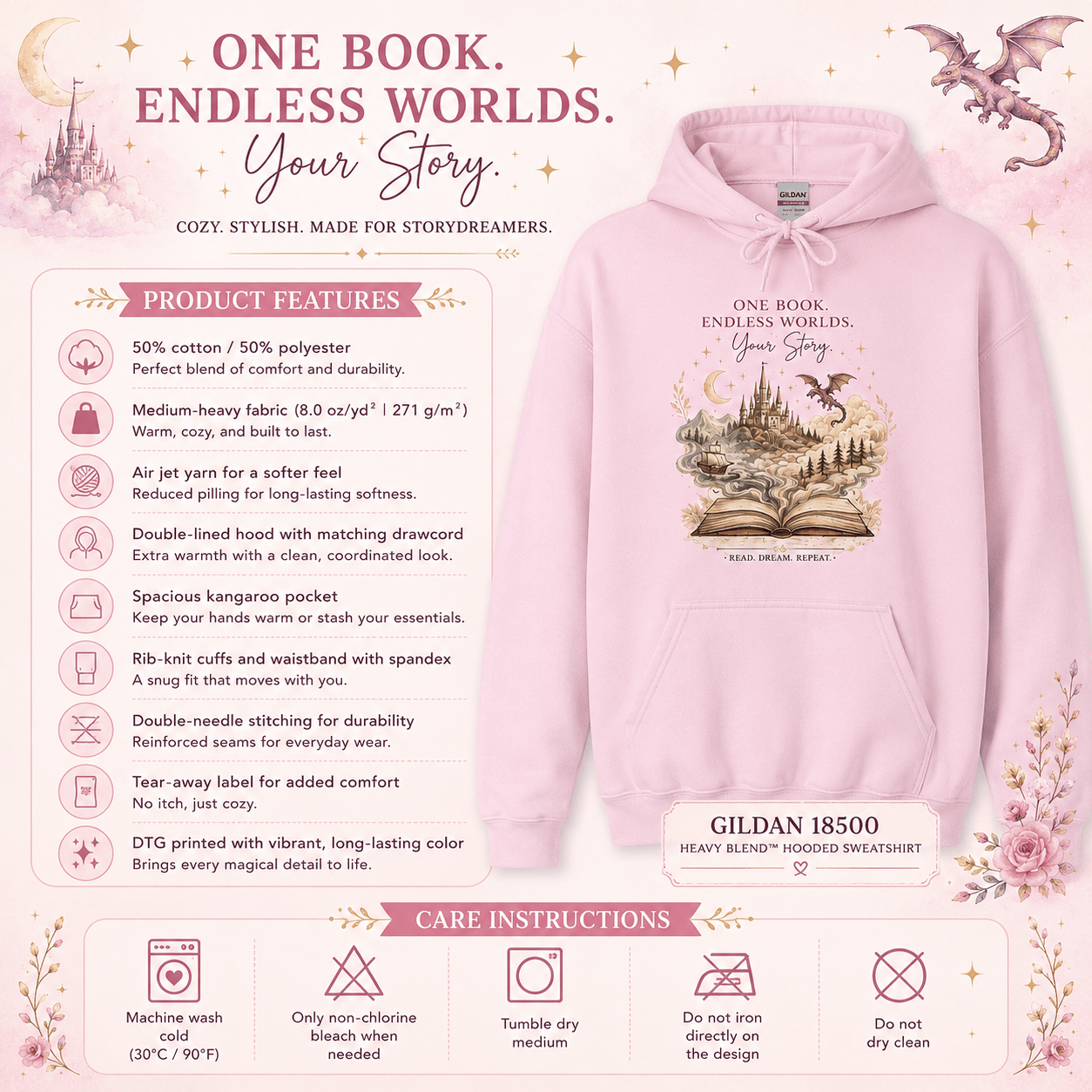 Bookish Adventure Hoodie — "Live Every Strange Wonderful Life" Graphic Pullover - Dogear Dreams