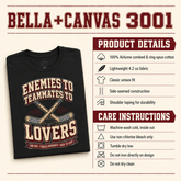 A folded black Bella+Canvas 3001 t-shirt with a hockey graphic reading &