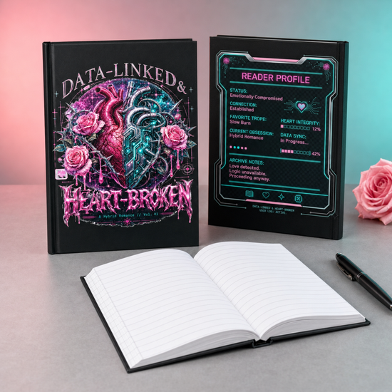 Copy of Data-Linked & Heart-Broken Hardcover Journal – Cyber Romance Ruled Notebook