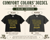 A color options graphic for the Comfort Colors 3023CL women&