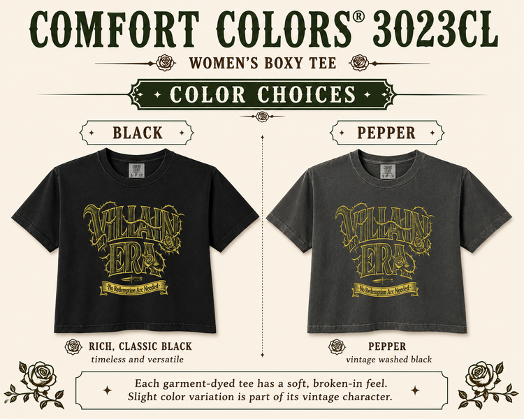 A color options graphic for the Comfort Colors 3023CL women&