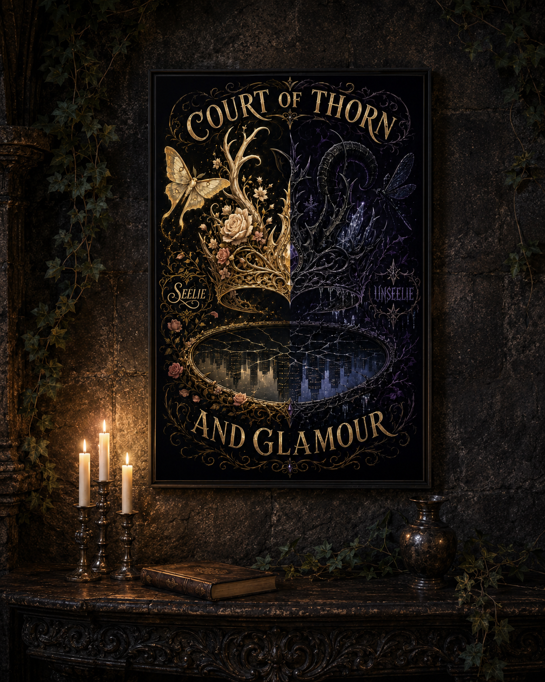 A framed gothic-style poster reading &