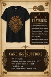 Clockwork Heart Steampunk V-Neck Graphic Tee - Dogear Dreams