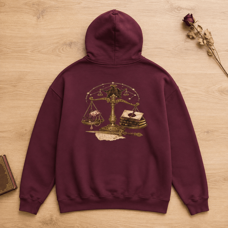 Libra Zodiac Hoodie | Dark Academia Bookish Sweatshirt | Dogear Dreams - Dogear Dreams