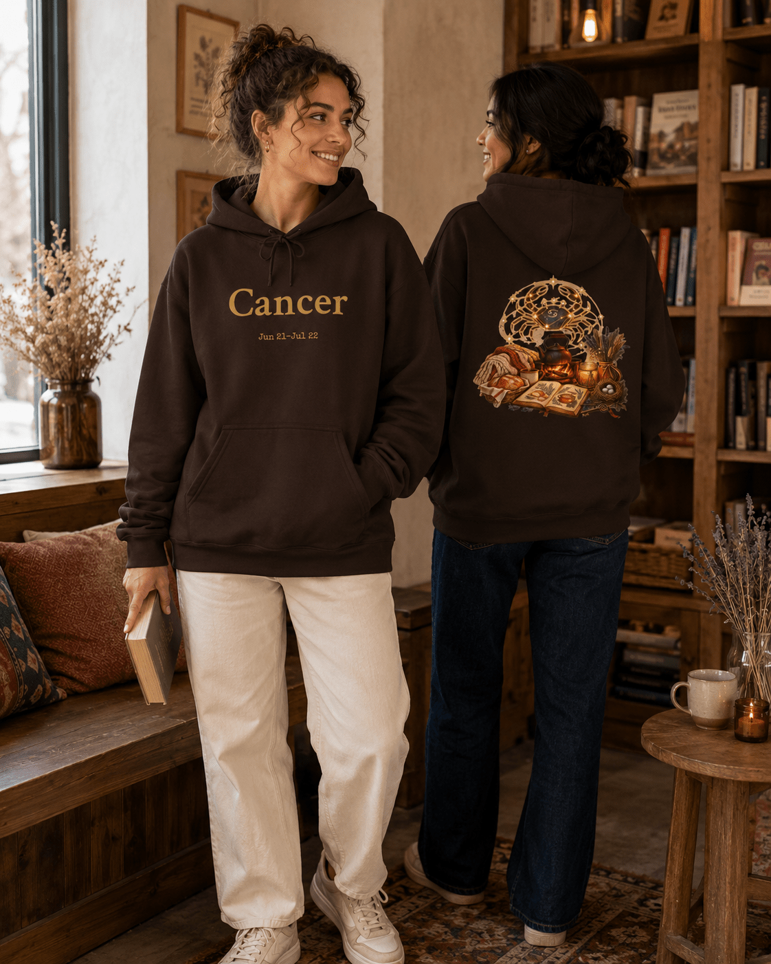 Cancer Zodiac Hoodie | Cozy Fantasy Hearth Magic Sweatshirt | Dogear Dreams - Dogear Dreams