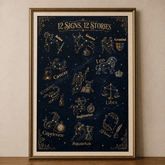 12 Signs, 12 Stories Zodiac Poster | Bookish Astrology Wall Art | Dogear Dreams - Dogear Dreams