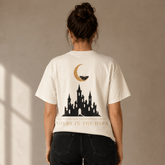 Yours in the Dark — Gothic Castle Moon Back Print Tee - Dogear Dreams