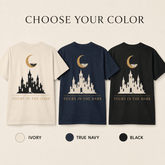 Yours in the Dark — Gothic Castle Moon Back Print Tee - Dogear Dreams
